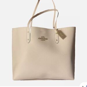 COACH Leather Town Tote Large Shoulder Bag Chalk